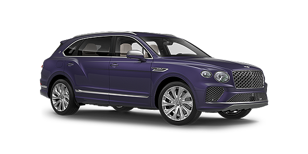 Bentley Vilnius Bentayga Extended Wheelbase Mulliner luxury SUV front three quarter in Tanzanite Purple paint