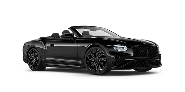 Bentley Vilnius Bentley Continental GTC Black Edition convertible front three quarters in Onyx black paint